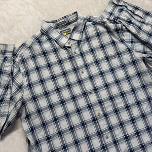 Eddie BauerShirt Mens XL Gray Travex Plaid Peformance Button Down Casual Outdoor